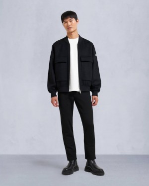 Black Moose Knuckles Alder Cashmere-wool Men Bomber Jacket | USA-VLBSP8754