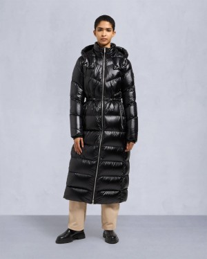 Black Moose Knuckles Belle Cote Long Down Women Puffer Jacket | USA-VSOLW8569