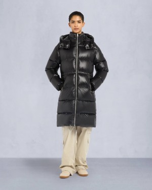 Black Moose Knuckles Juniper Long Down Women Puffer Jacket | USA-EAKOQ0621