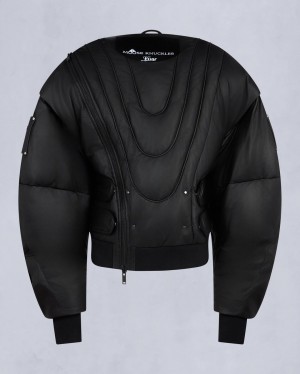 Black Moose Knuckles Luar Unisex Leather Men Bomber Jacket | USA-YIMRT0326