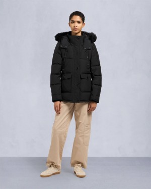 Black Moose Knuckles Onyx Anguille Shearling Women Winter Jacket | USA-LPGFA3290