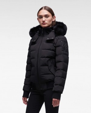 Black Moose Knuckles Onyx Ladriere Bomber Women Winter Jacket | USA-DPJVB8930