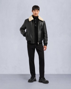 Black Moose Knuckles Toba Men Bomber Jacket | USA-CKXMH5378