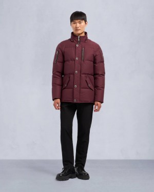 Burgundy Moose Knuckles Original Shearling 3q Men Winter Jacket | USA-RPIQL3507