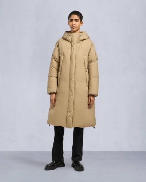 Khaki Moose Knuckles Duvet Bia Long Down Puffer Women Parka | USA-OTDIZ1352