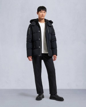 Navy / Black Moose Knuckles Original Shearling 3q Men Winter Jacket | USA-ZQYCO0593