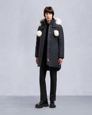 Navy / White Moose Knuckles Original Stirling Fur Women Parka | USA-OAXFK7891