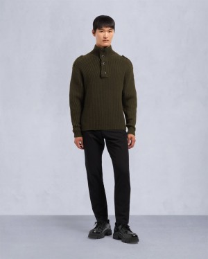 Olive Moose Knuckles Ackley Mock Men Sweater | USA-LWHSY9768