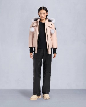 Rose Moose Knuckles Orginal Debbie Shearling Women Bomber Jacket | USA-HCJTP5820