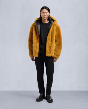 Yellow Orange Moose Knuckles Gold Series Mikeno Shearling Men Winter Jacket | USA-NDJPW4037