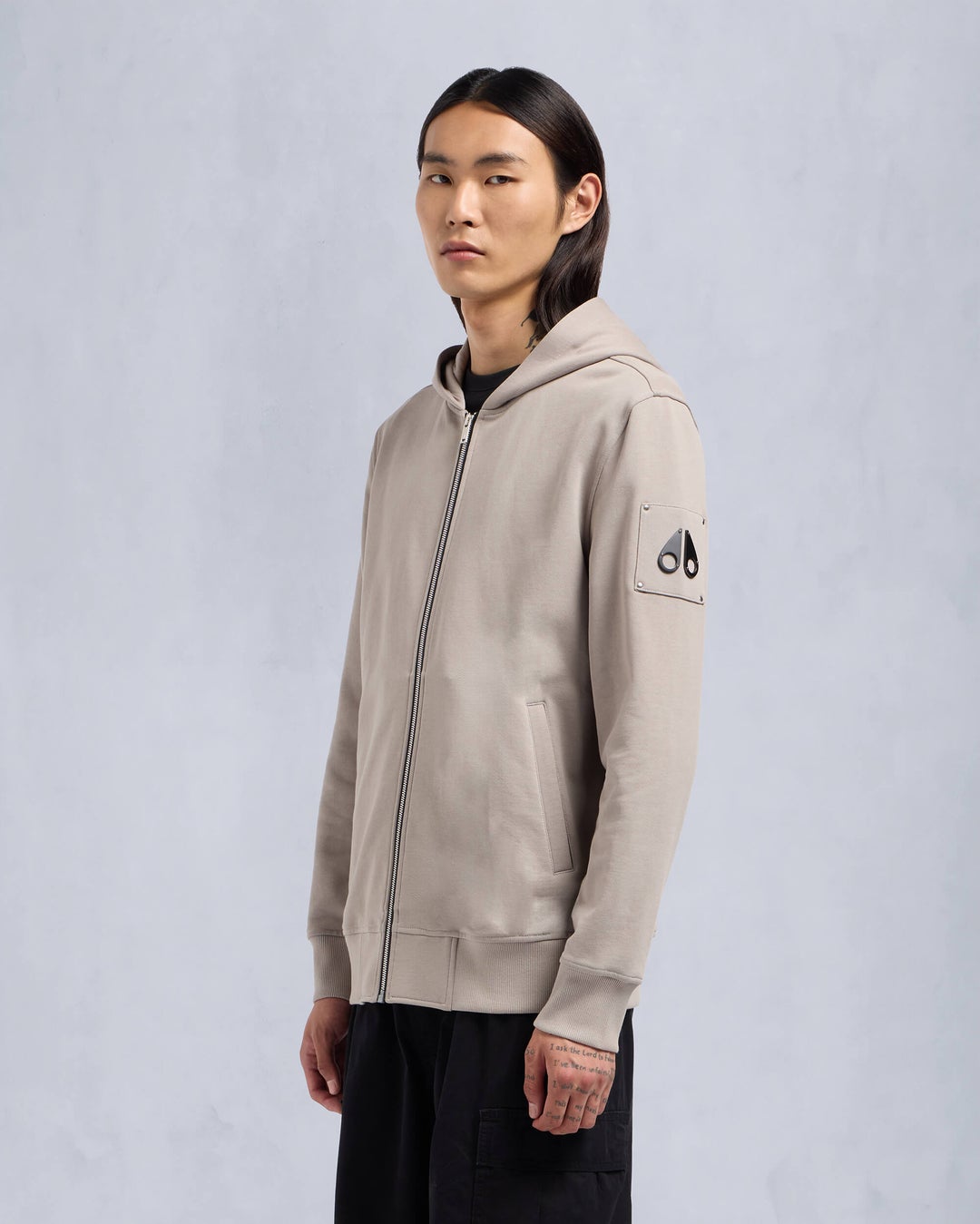 Beige Moose Knuckles Hartsfield Zip-up Men Hoodie | USA-IKSUN5768