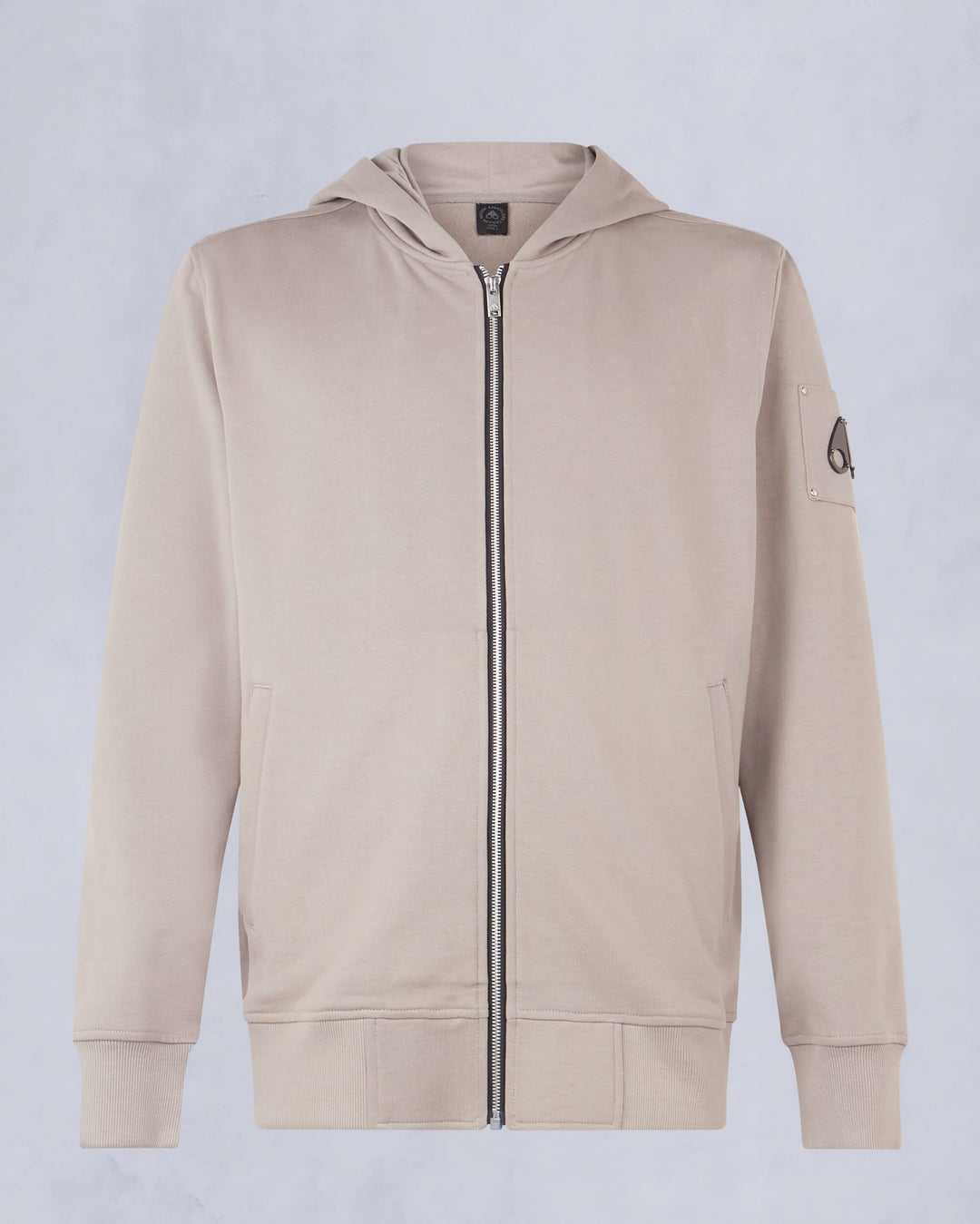 Beige Moose Knuckles Hartsfield Zip-up Men Hoodie | USA-IKSUN5768