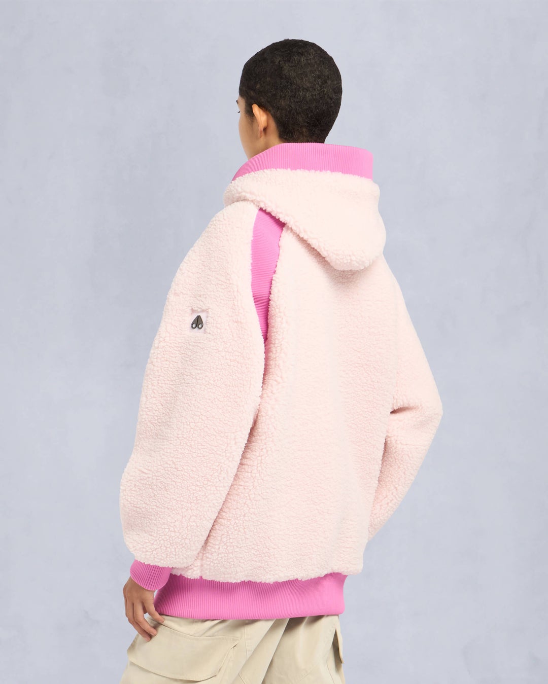 Beige / Pink Moose Knuckles Holland Sherpa Women Hoodie | USA-AGTYP0146