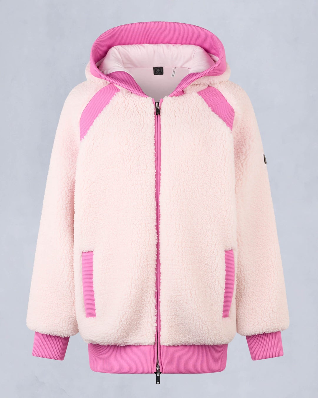 Beige / Pink Moose Knuckles Holland Sherpa Women Hoodie | USA-AGTYP0146