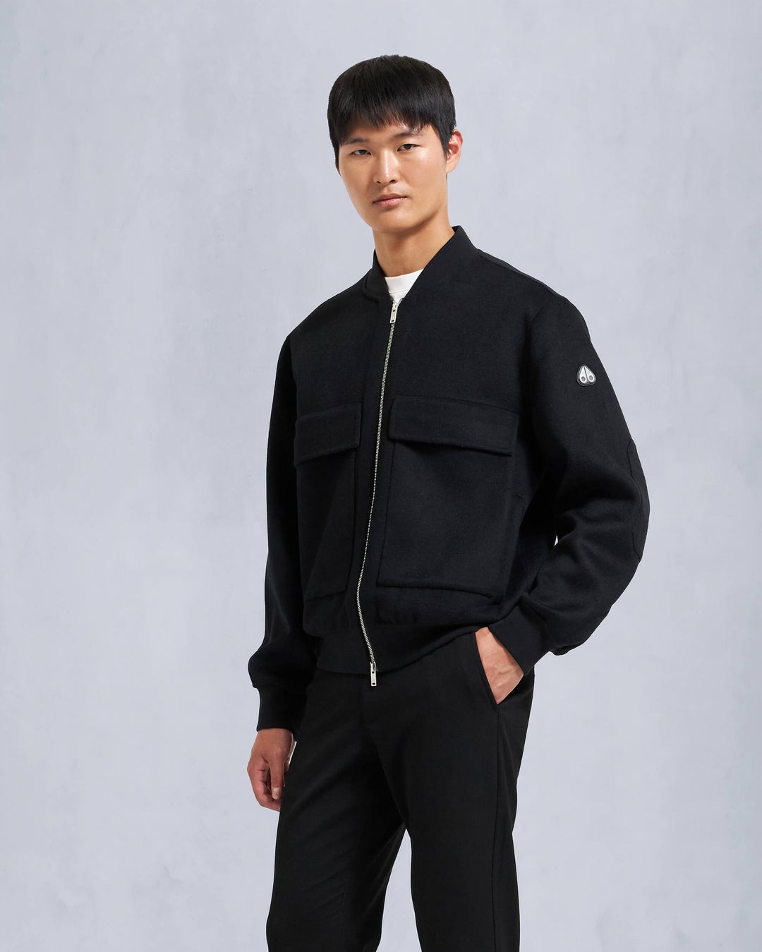 Black Moose Knuckles Alder Cashmere-wool Men Bomber Jacket | USA-VLBSP8754