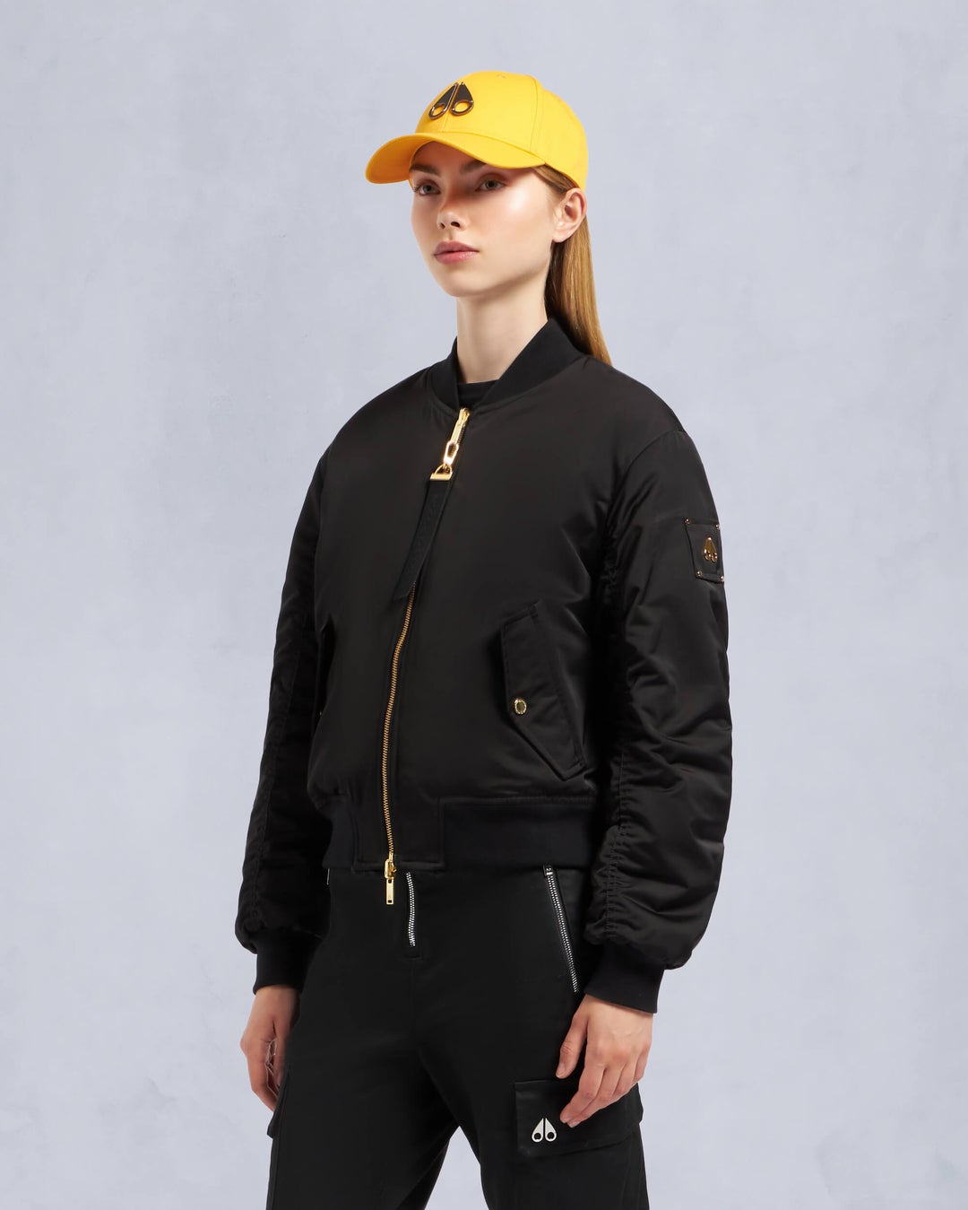 Black Moose Knuckles Gold Series Reversible Jet Women Bomber Jacket | USA-LYQMW6932