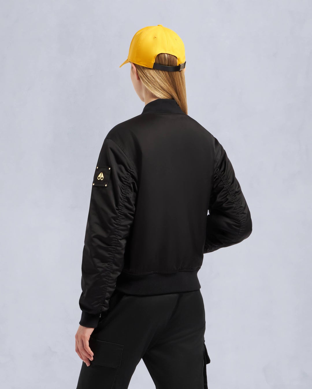 Black Moose Knuckles Gold Series Reversible Jet Women Bomber Jacket | USA-LYQMW6932