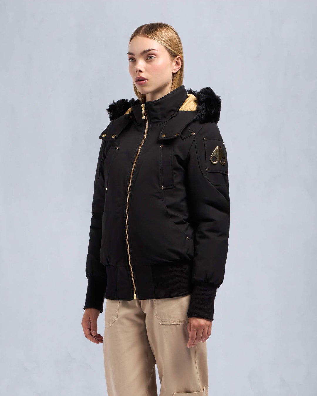 Black Moose Knuckles Gold Series Sainte Flavie Women Bomber Jacket | USA-XJRDA8036