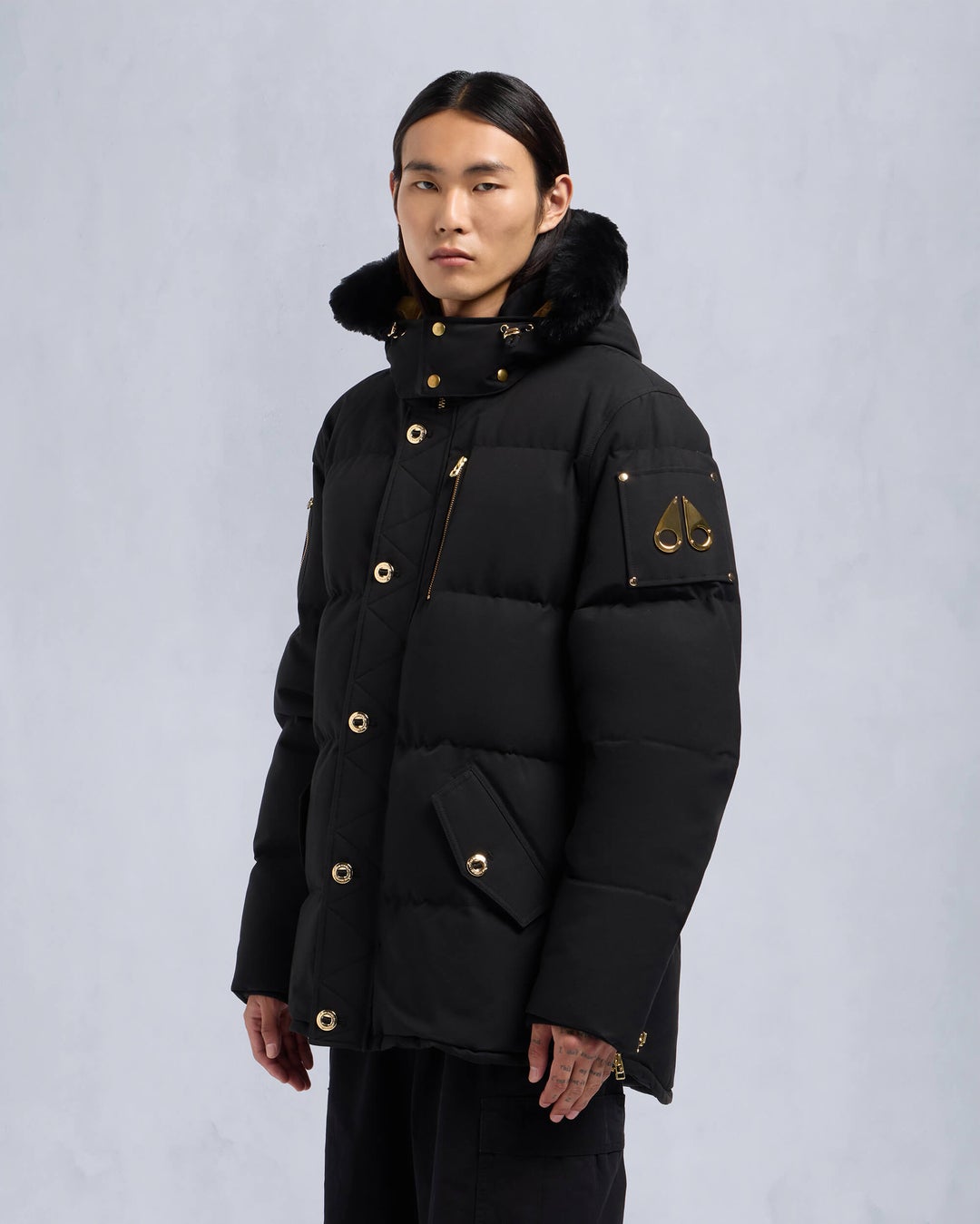 Black Moose Knuckles Gold Series Shearling 3q Men Winter Jacket | USA-BPHCO3681