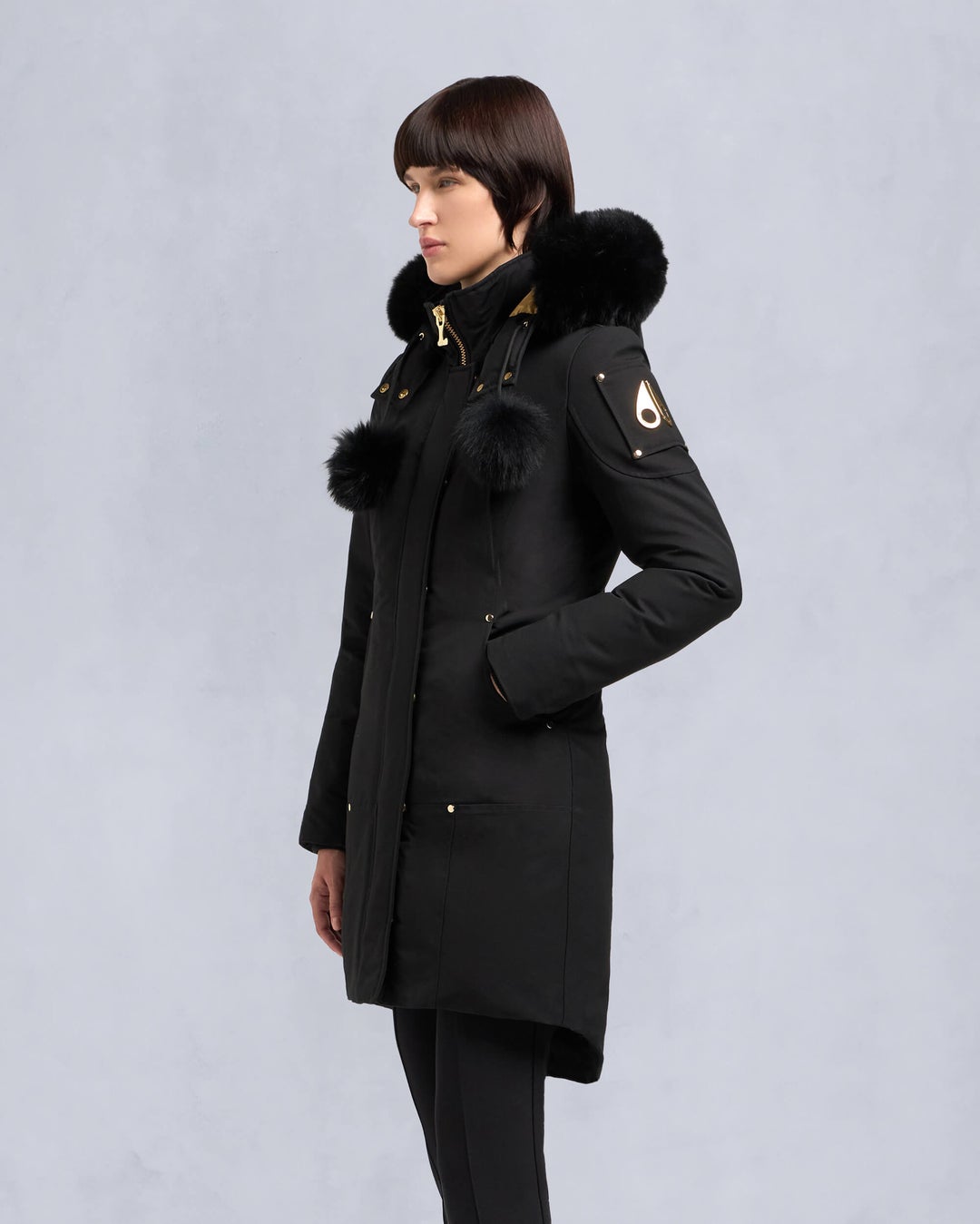 Black Moose Knuckles Gold Stirling Fur Women Parka | USA-FLPRH0854