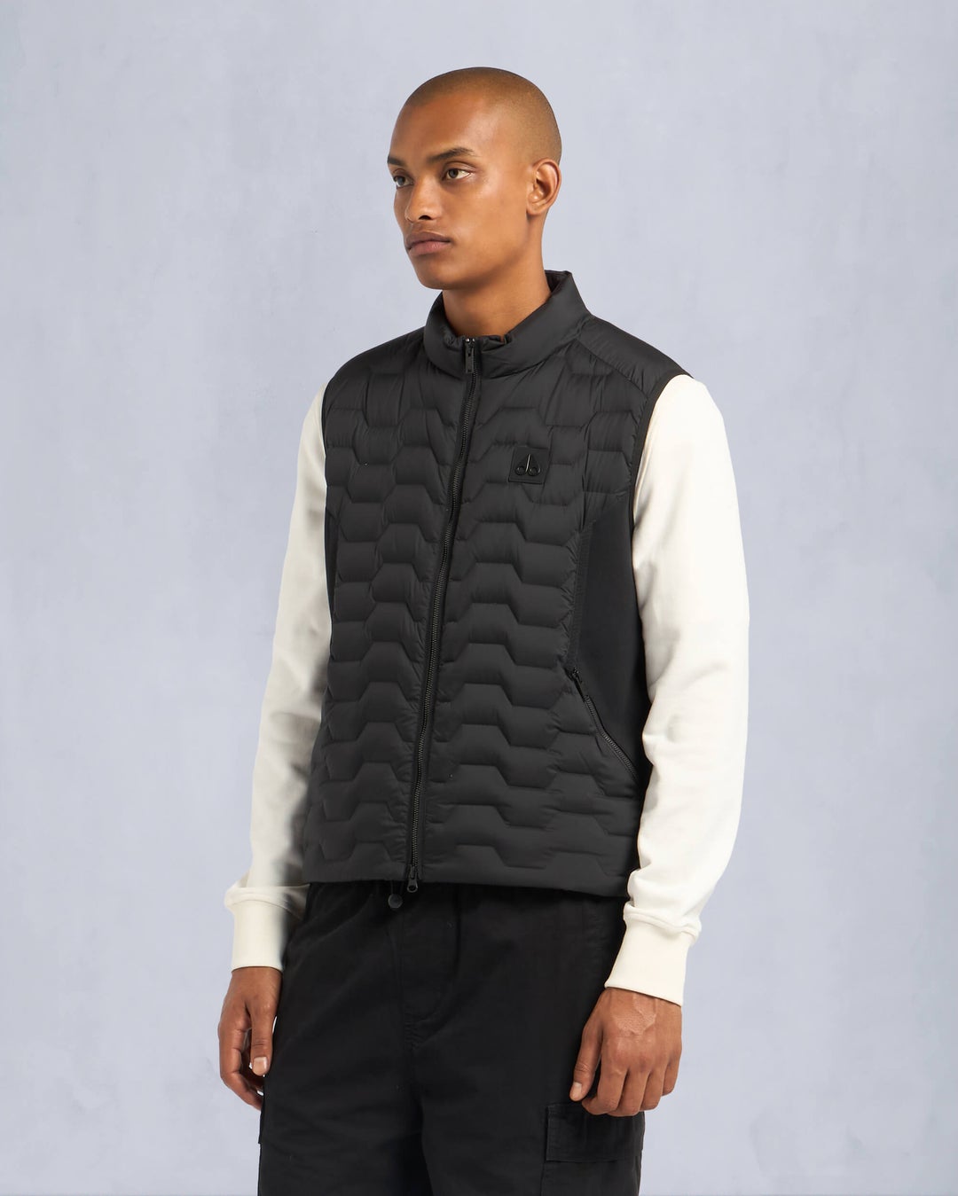 Black Moose Knuckles Granite Down Hybrid Men Vest | USA-XTUQK8579