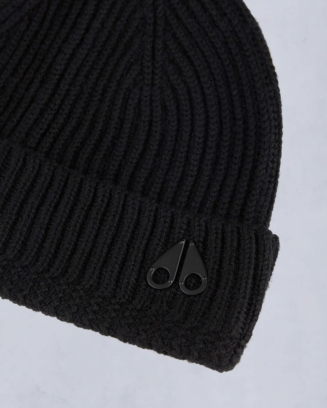 Black Moose Knuckles Logo Ribbed Beanie | USA-MFCHS2146