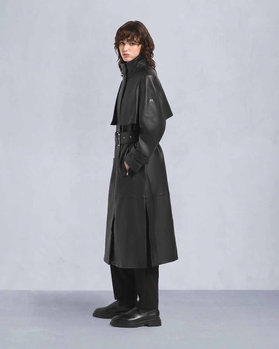 Black Moose Knuckles Nebo Leather Women Trench Coat | USA-DFAZH2458