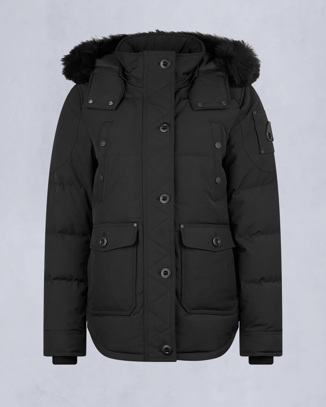 Black Moose Knuckles Onyx Anguille Shearling Women Winter Jacket | USA-LPGFA3290