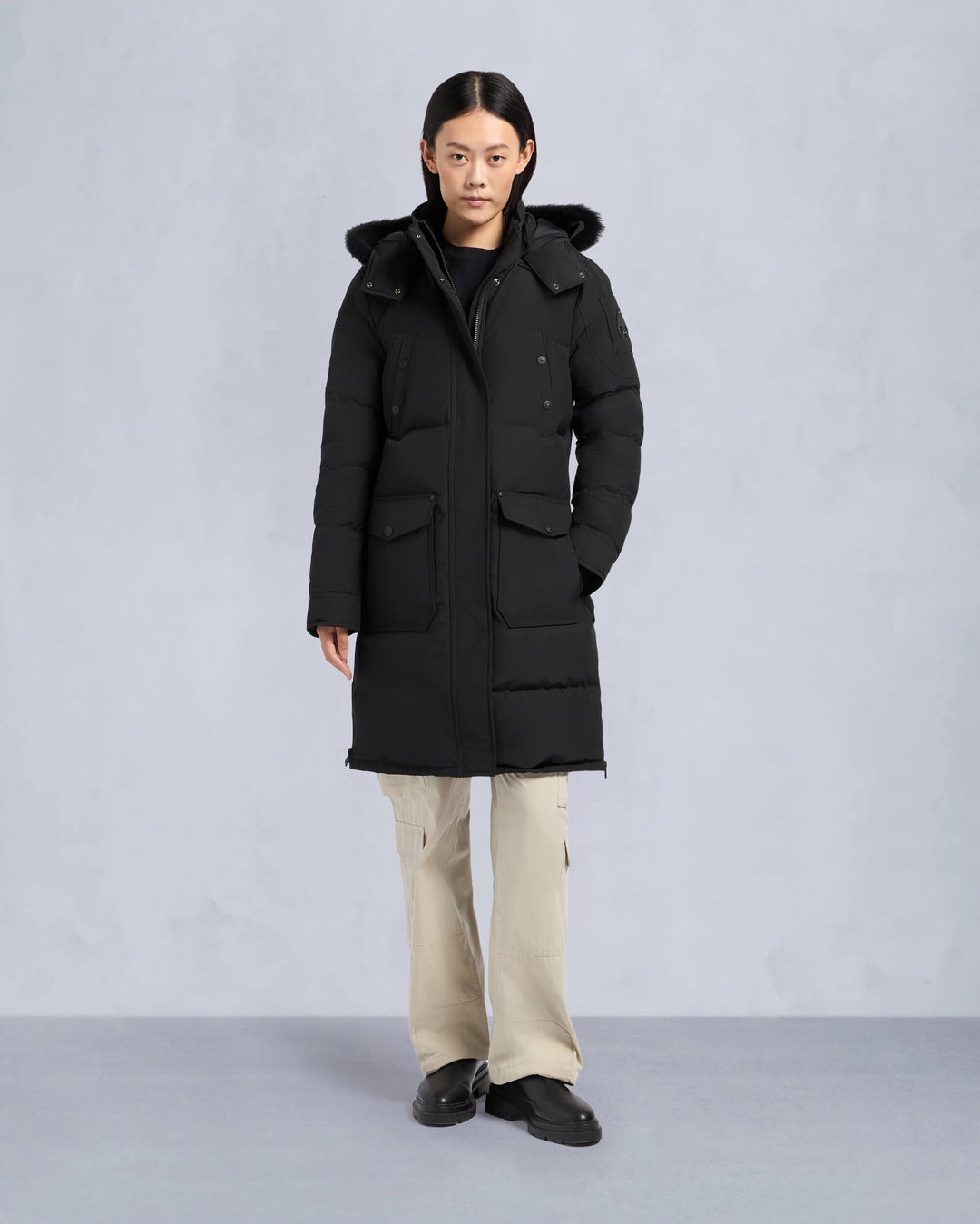 Black Moose Knuckles Onyx Shearling Causapscal Women Parka | USA-SKQJG1503