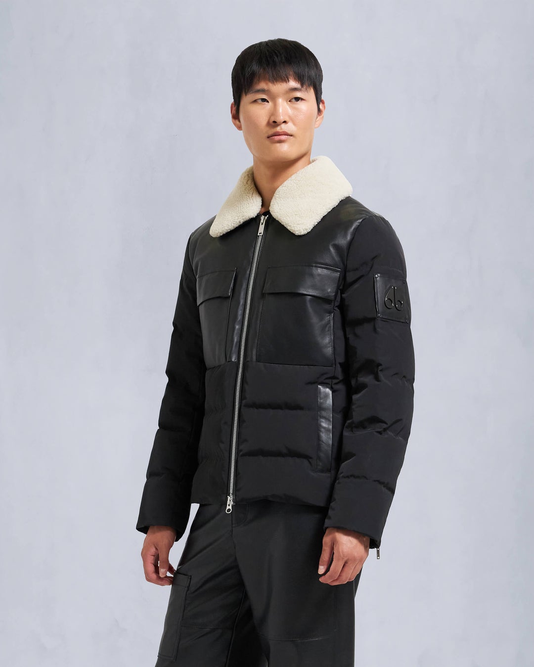 Black Moose Knuckles Sabino Leather Men Puffer Jacket | USA-RUHGJ4270