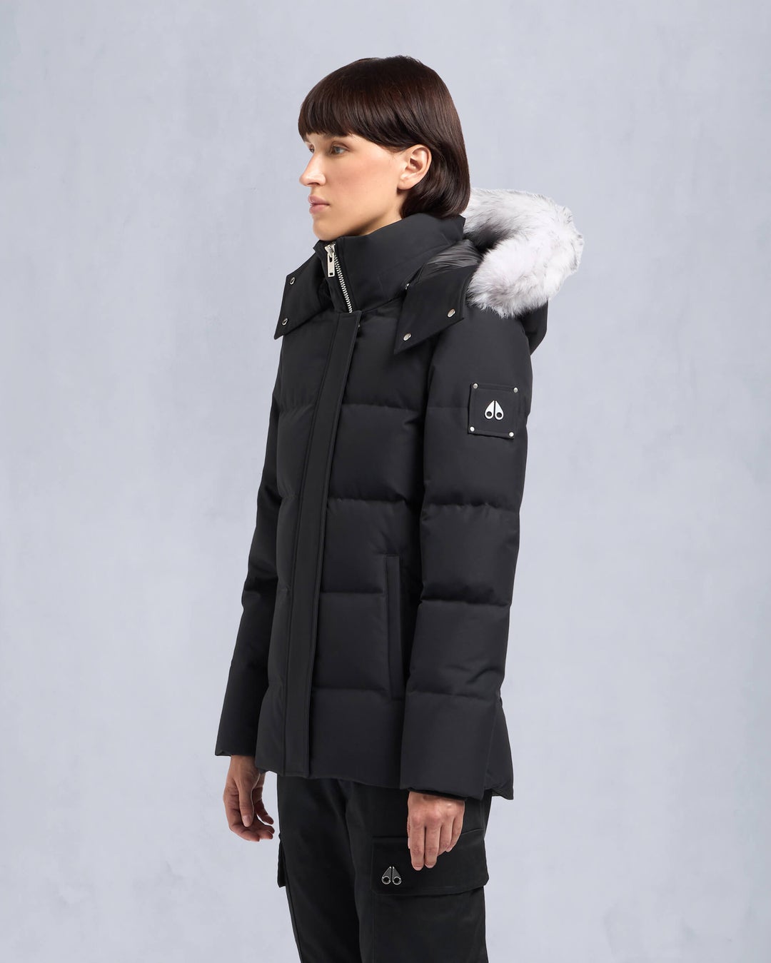 Black / Grey Moose Knuckles Cloud Shearling 3q Women Winter Jacket | USA-TEWGU2065