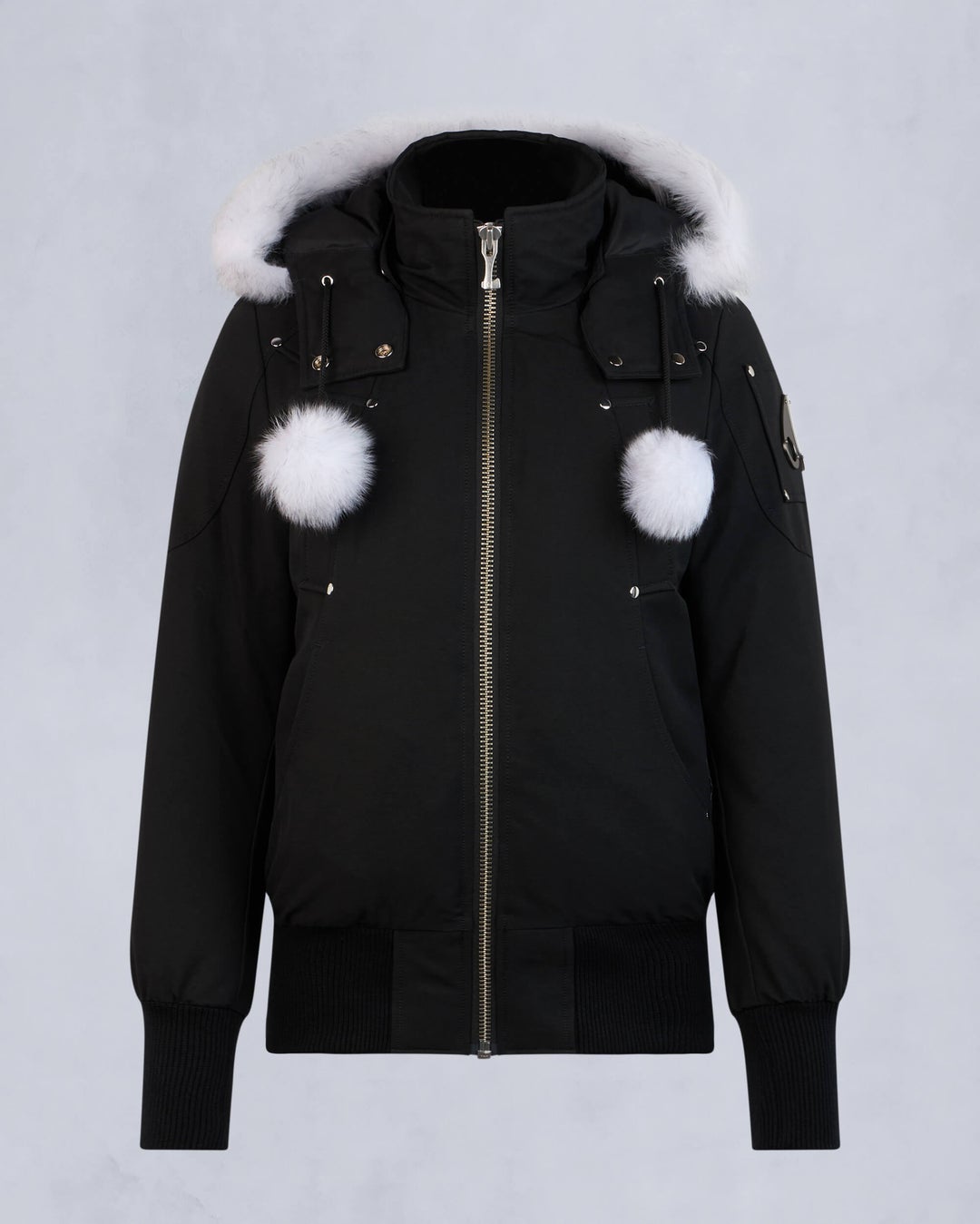 Black / Grey Moose Knuckles Orginal Debbie Shearling Women Bomber Jacket | USA-RQYJF2349