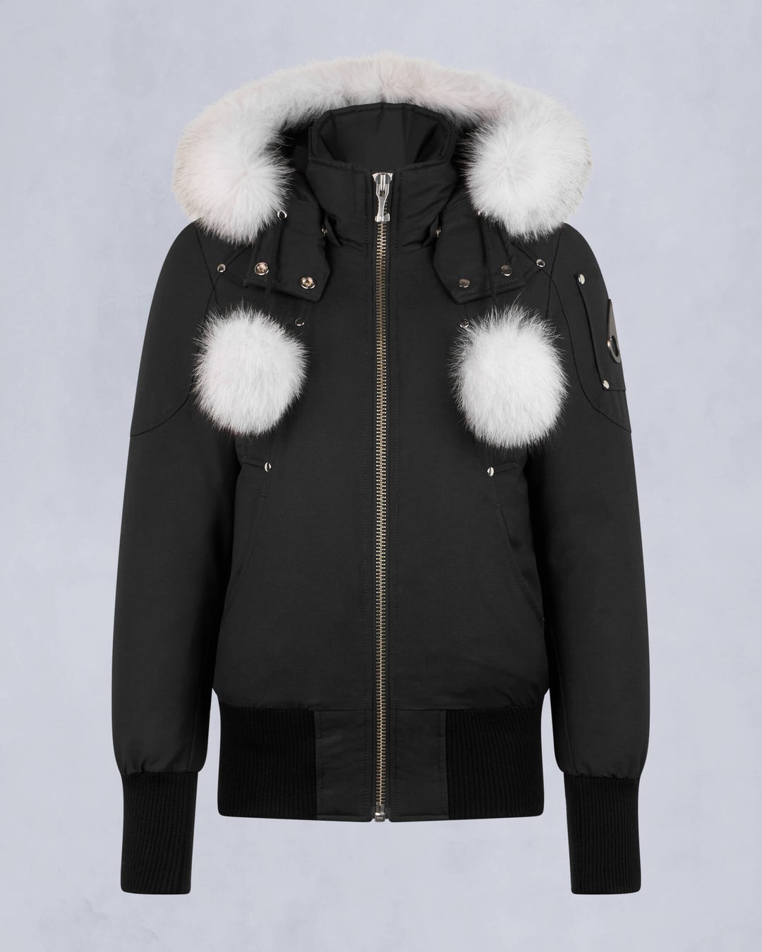 Black / Grey Moose Knuckles Original Debbie Bomber Fur Women Winter Jacket | USA-LBPKZ8691