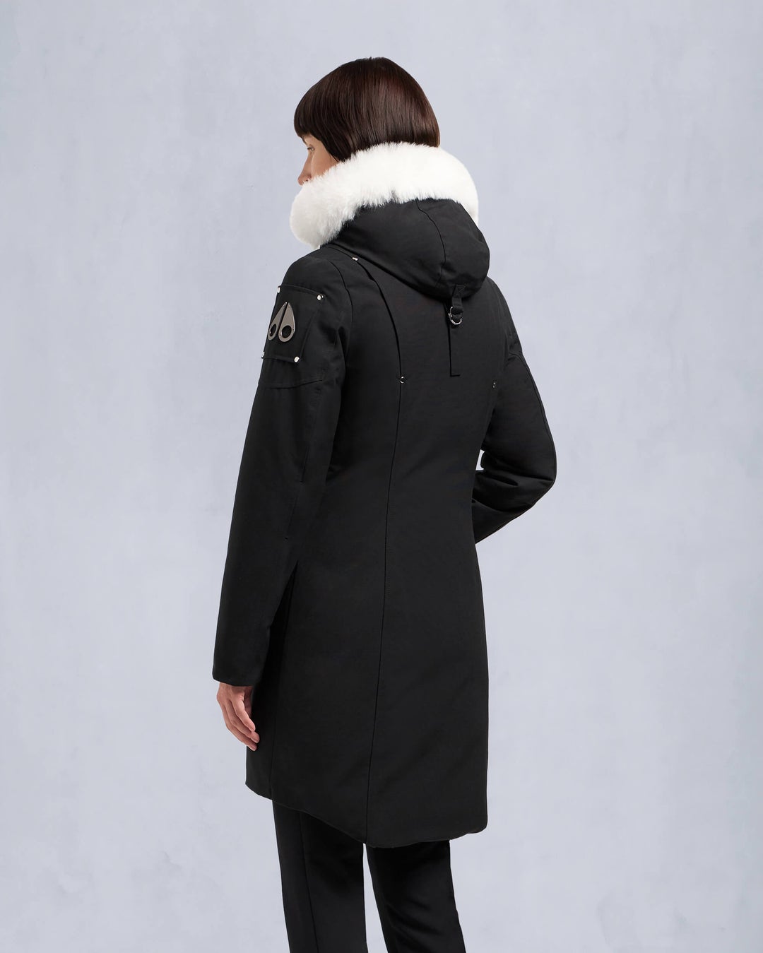 Black / White Moose Knuckles Original Shearling Stirling Women Parka | USA-ITLQB2137