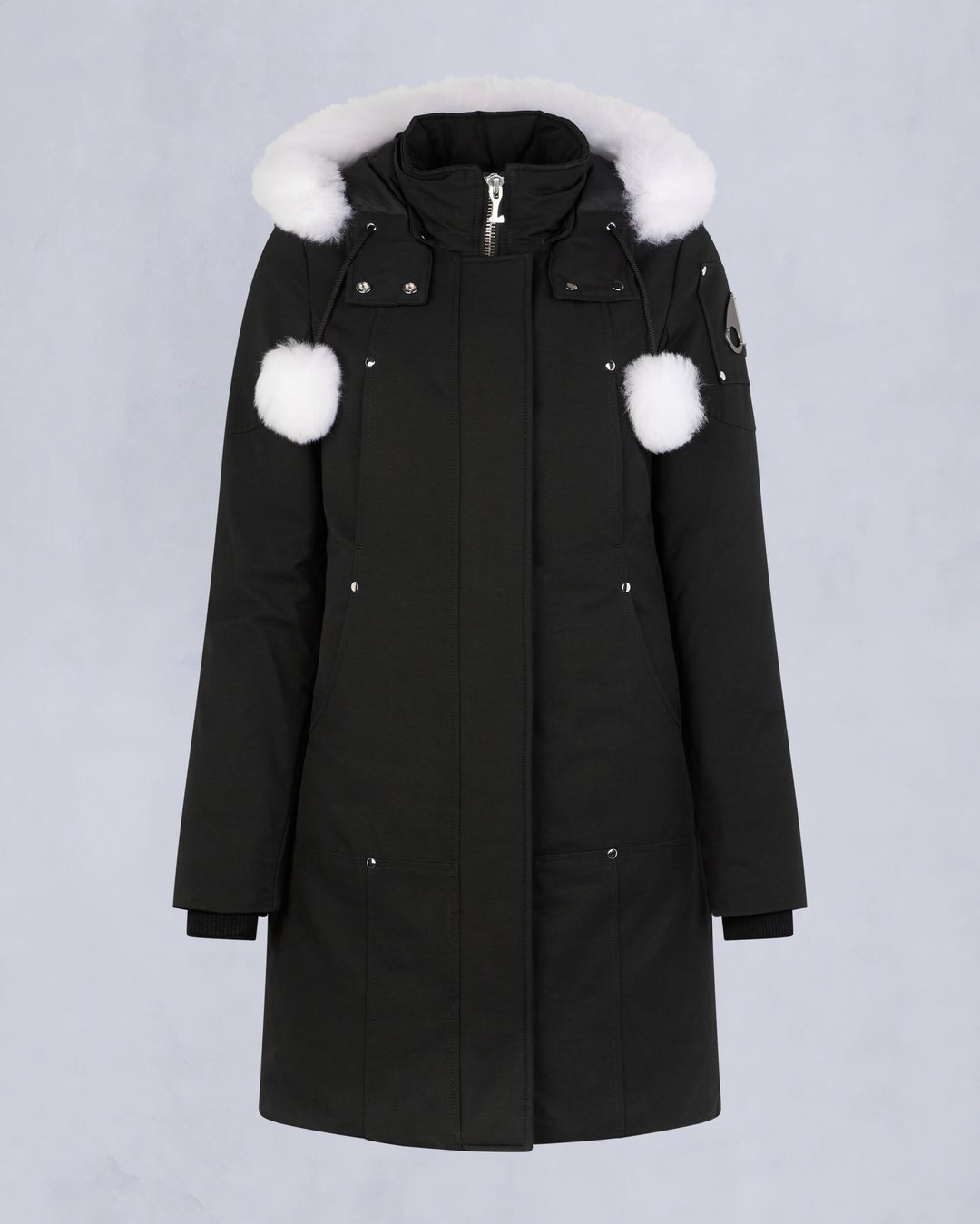 Black / White Moose Knuckles Original Shearling Stirling Women Parka | USA-ITLQB2137