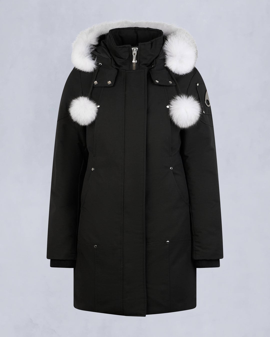 Black / White Moose Knuckles Original Stirling Fur Women Parka | USA-NPUXQ8291