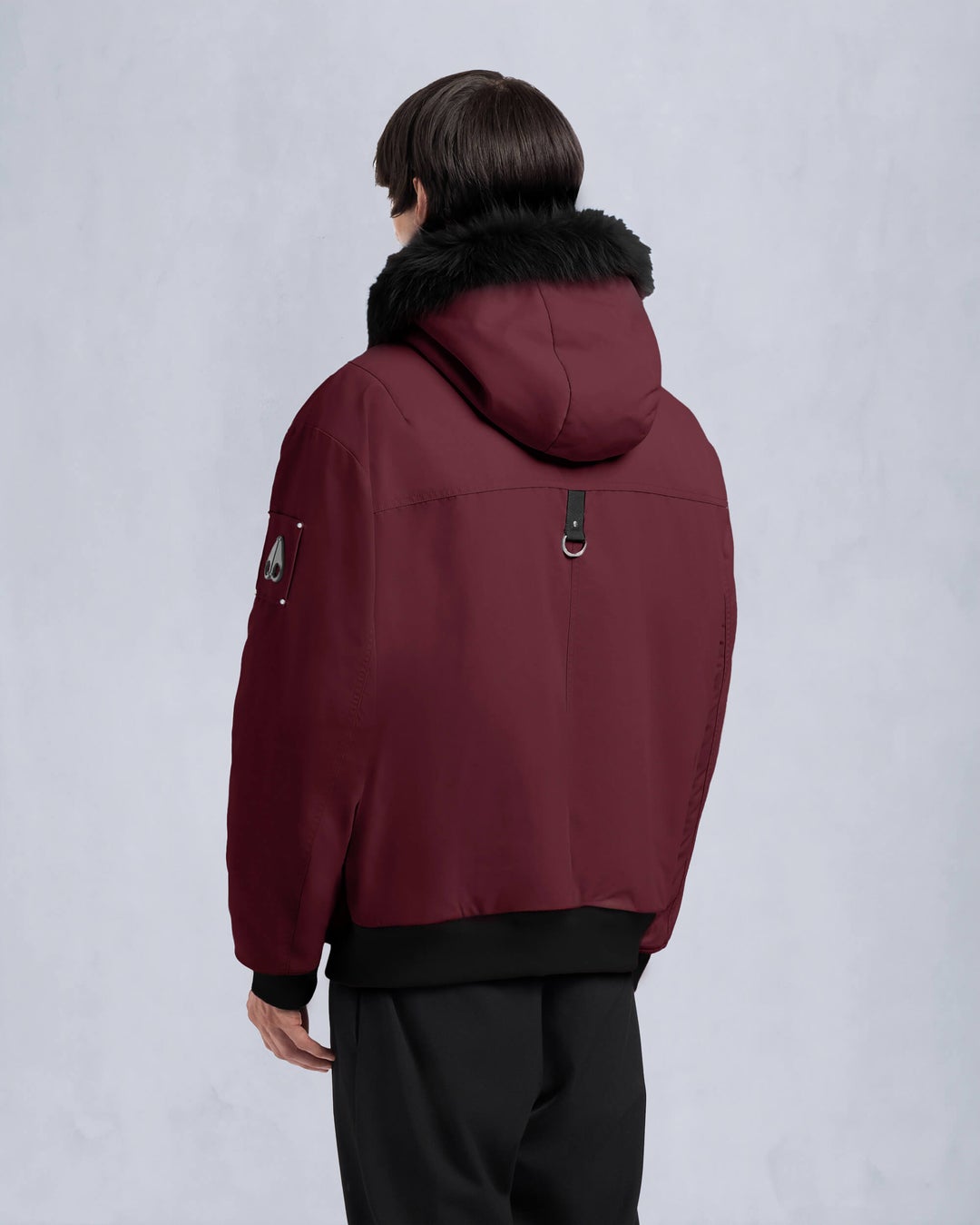 Burgundy Moose Knuckles Denali Men Bomber Jacket | USA-JNEQY0619