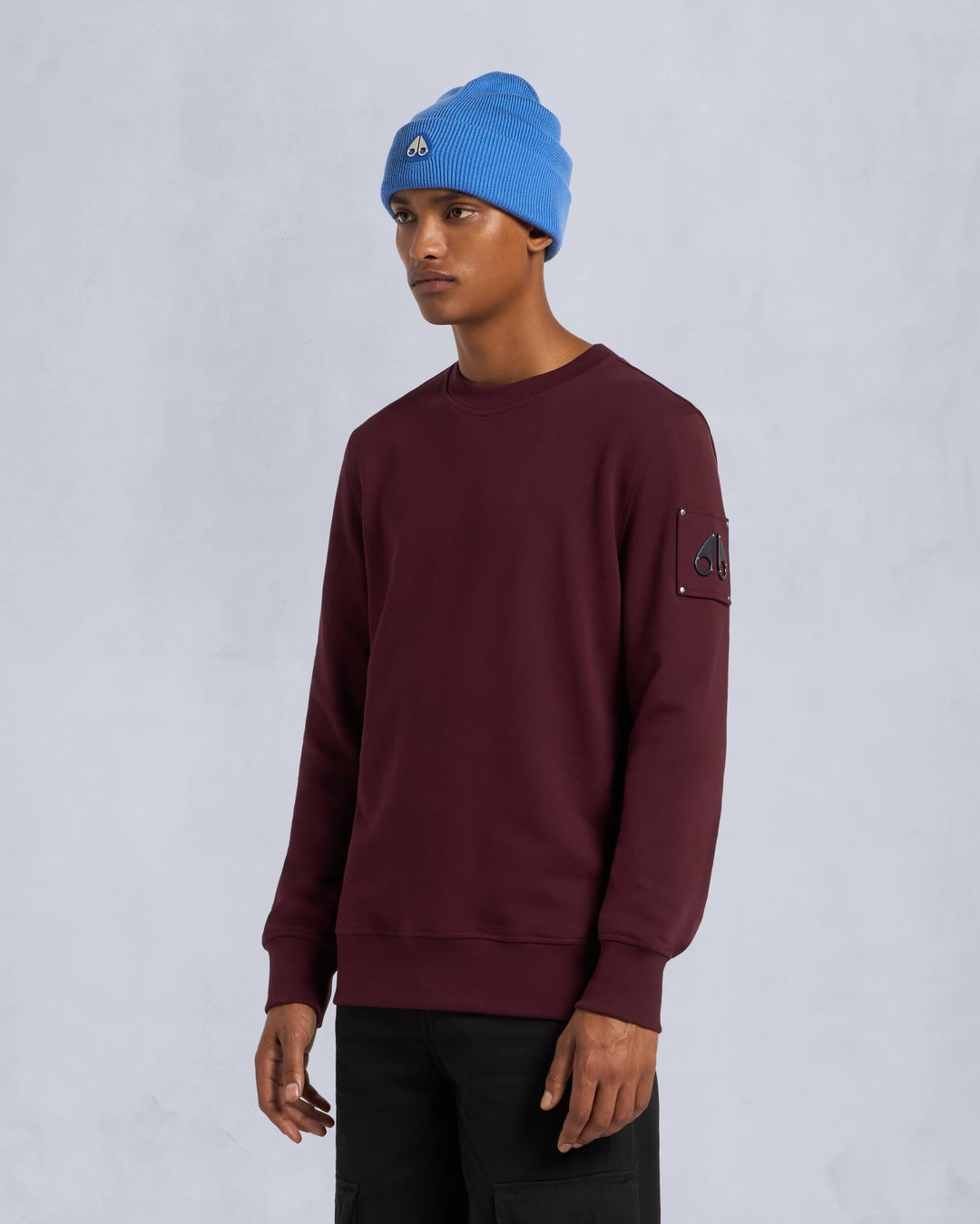 Burgundy Moose Knuckles Harstfield Men Sweatshirt | USA-PMORG4938