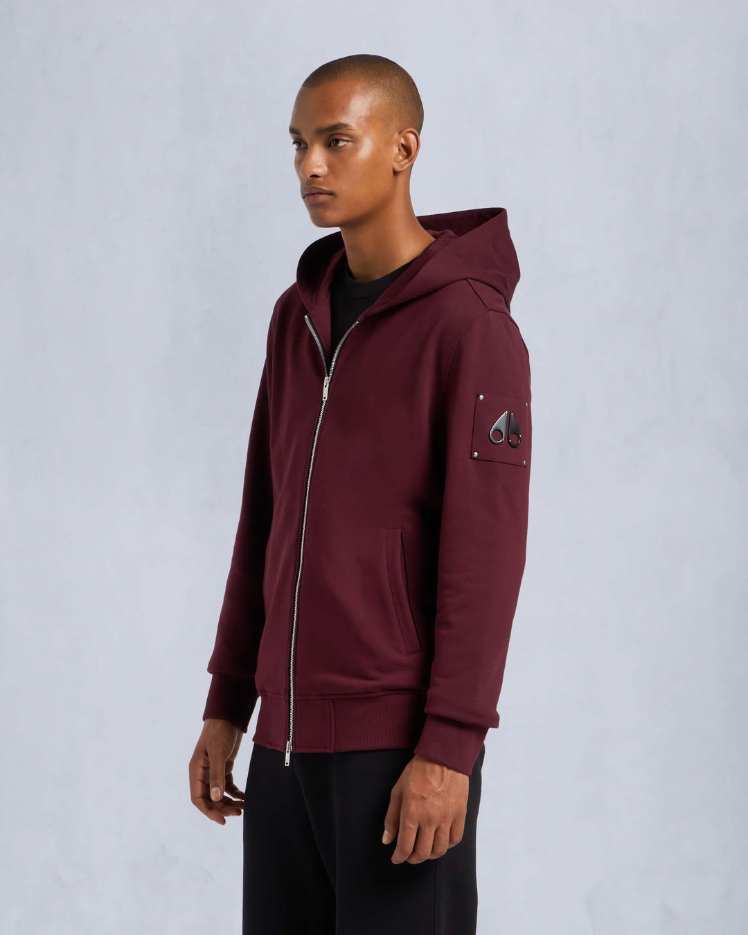 Burgundy Moose Knuckles Hartsfield Zip-up Men Hoodie | USA-PECLF0971