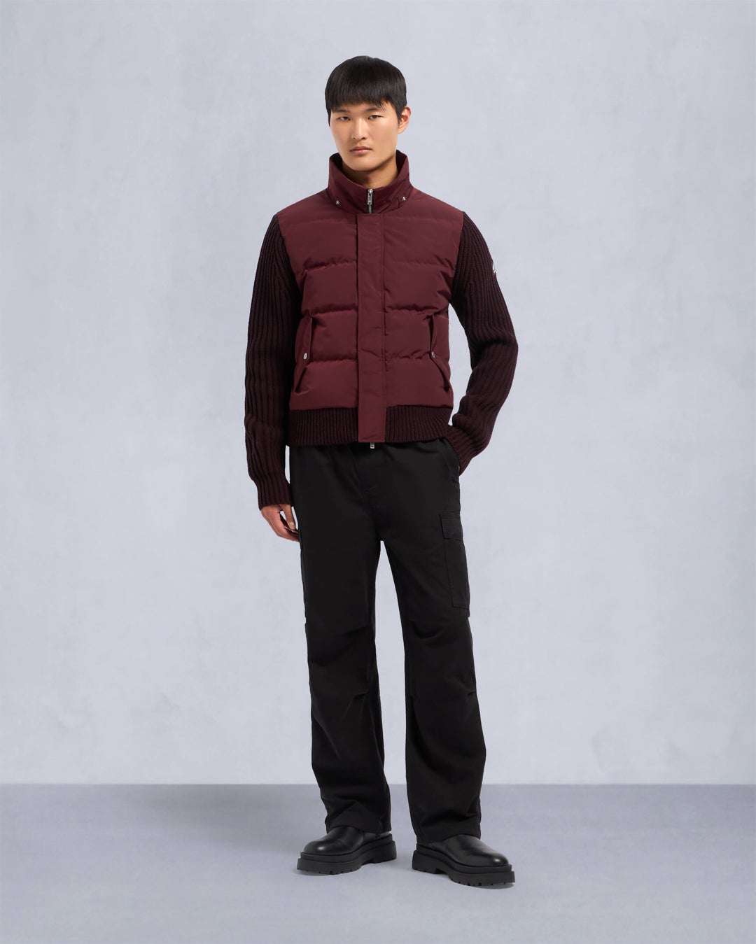 Burgundy Moose Knuckles Maple Hybrid Men Bomber Jacket | USA-VENCX5869