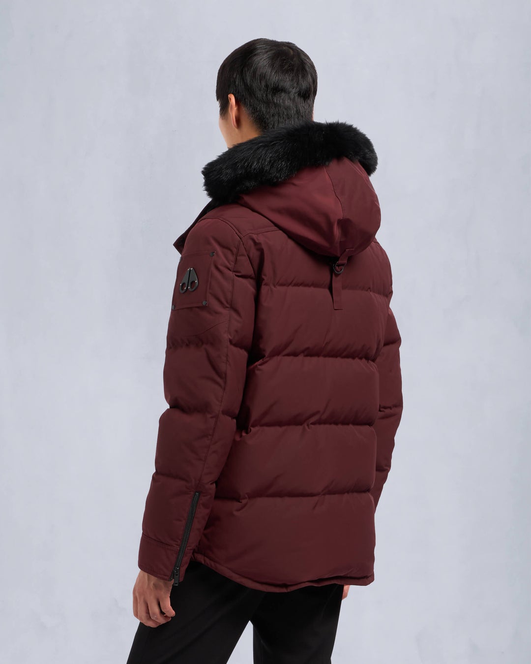 Burgundy Moose Knuckles Onyx Round Island Shearling Men Down Jacket | USA-MRSKN1927