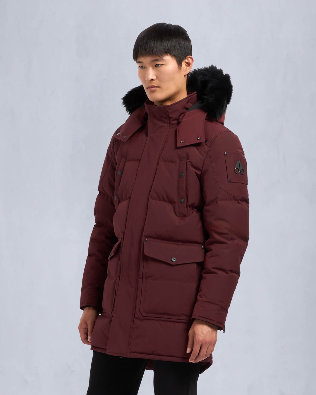 Burgundy Moose Knuckles Onyx Shearling Big Ridge Men Parka | USA-HSKPC3740