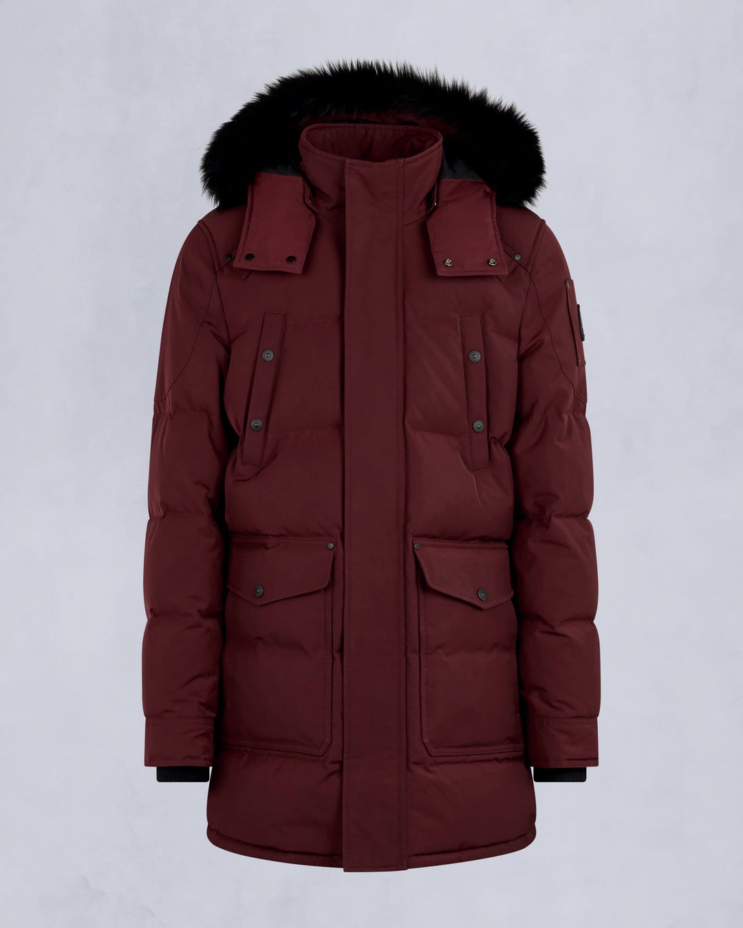 Burgundy Moose Knuckles Onyx Shearling Big Ridge Men Parka | USA-HSKPC3740