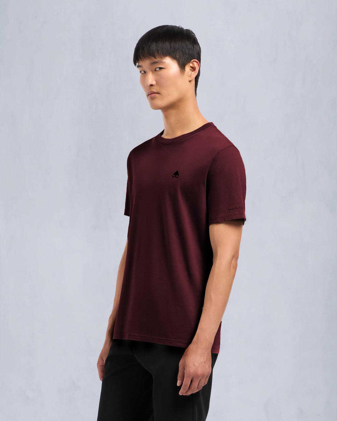 Burgundy Moose Knuckles Satellite Men T-Shirt | USA-ZVDUK8495