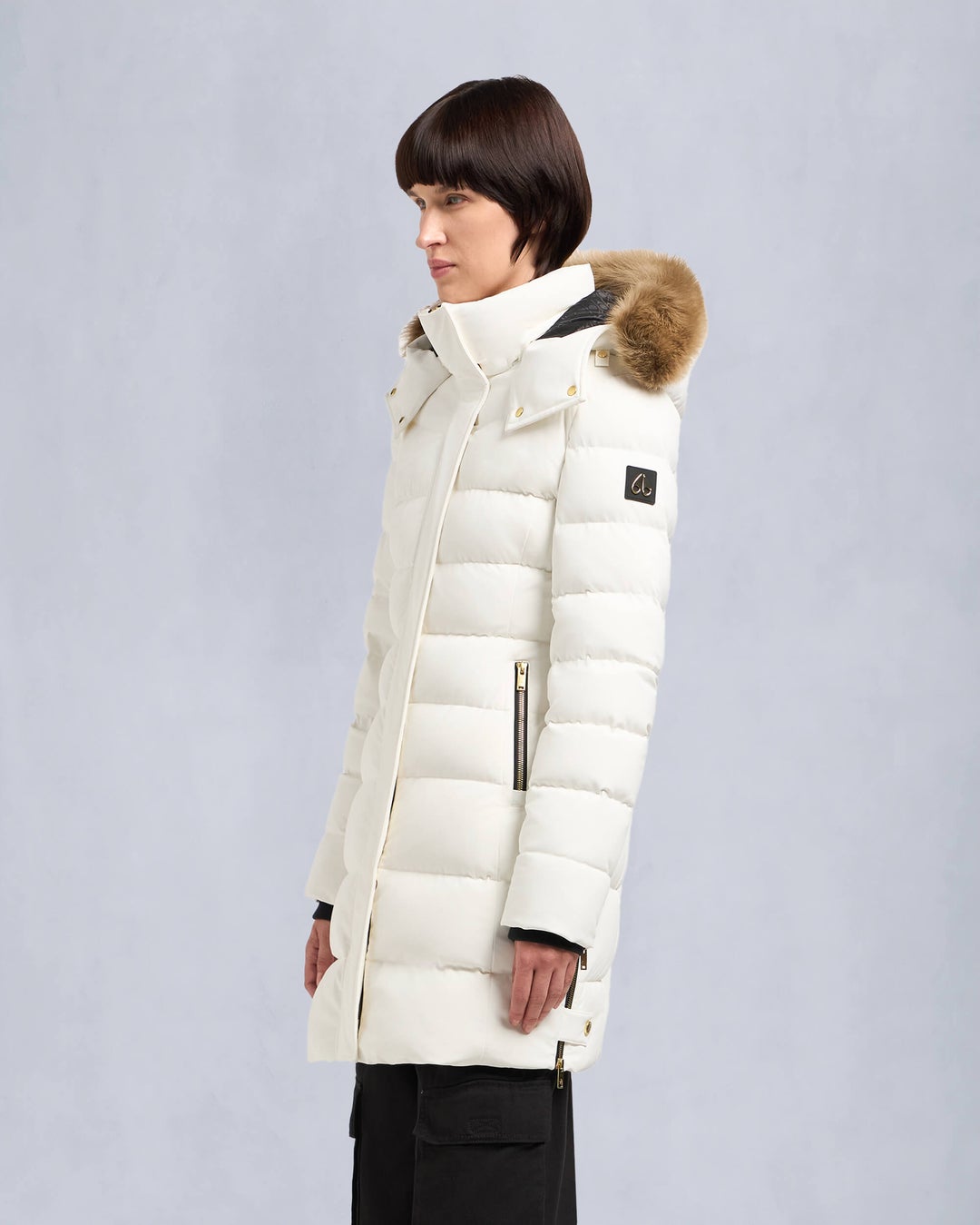 Cream Moose Knuckles Gold Series Watershed Shearling Women Parka | USA-BGOIN5137