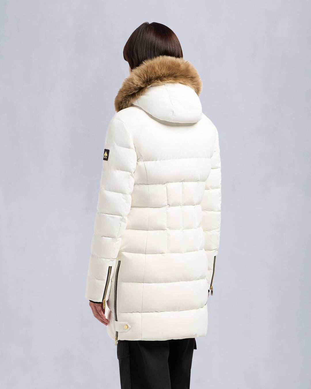 Cream Moose Knuckles Gold Series Watershed Shearling Women Parka | USA-BGOIN5137