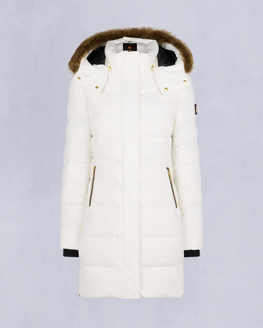 Cream Moose Knuckles Gold Series Watershed Shearling Women Parka | USA-BGOIN5137