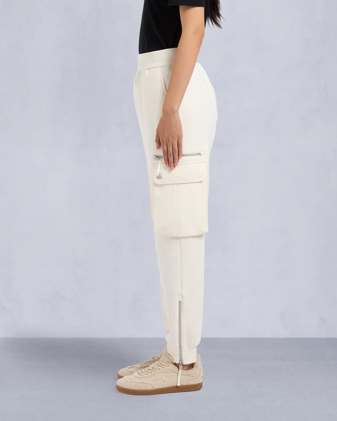 Cream Moose Knuckles Mixmedia Cargo Women Joggers | USA-RZOTA2830