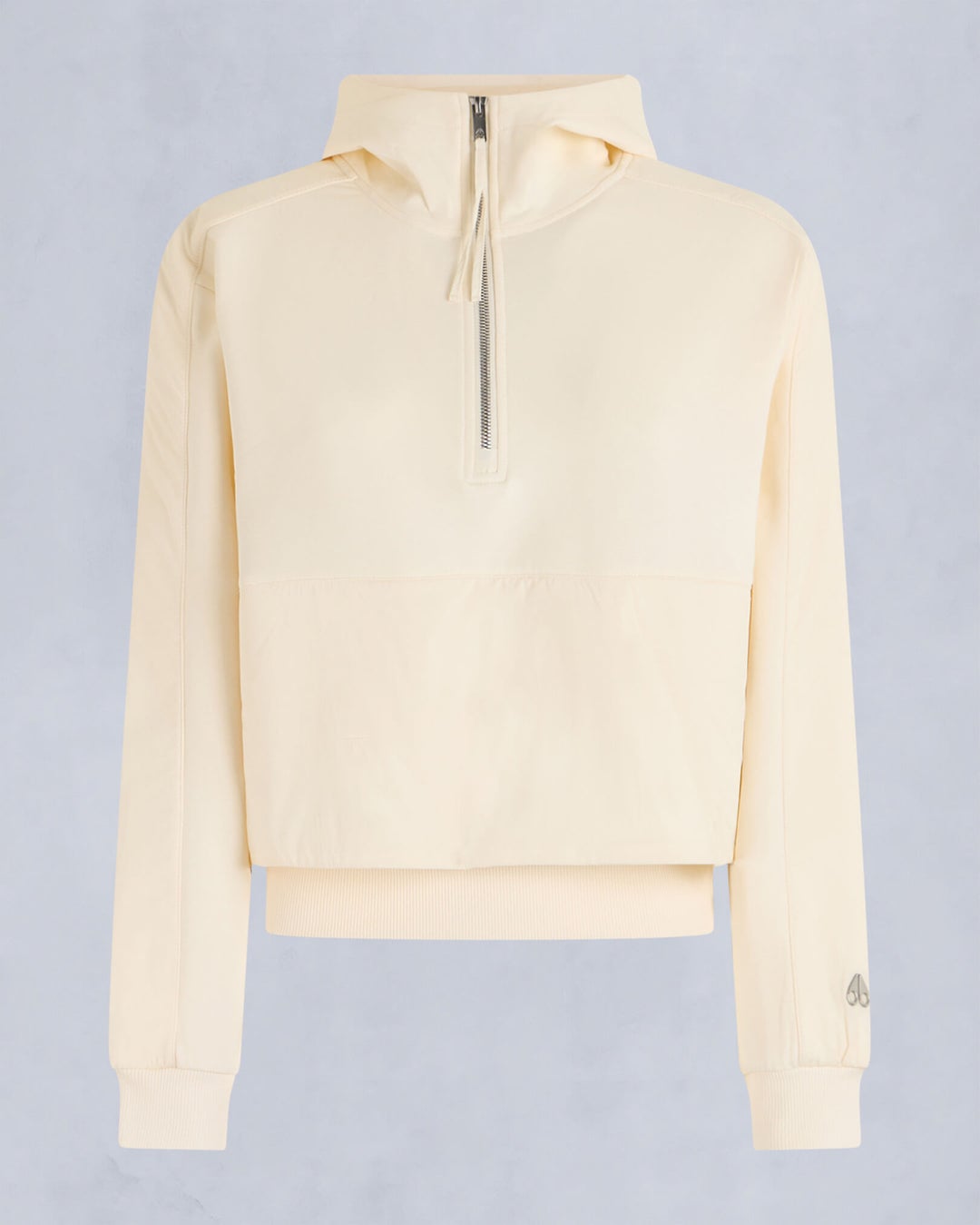 Cream Moose Knuckles Mixmedia Quarter-zip Women Hoodie | USA-YMZXJ3895