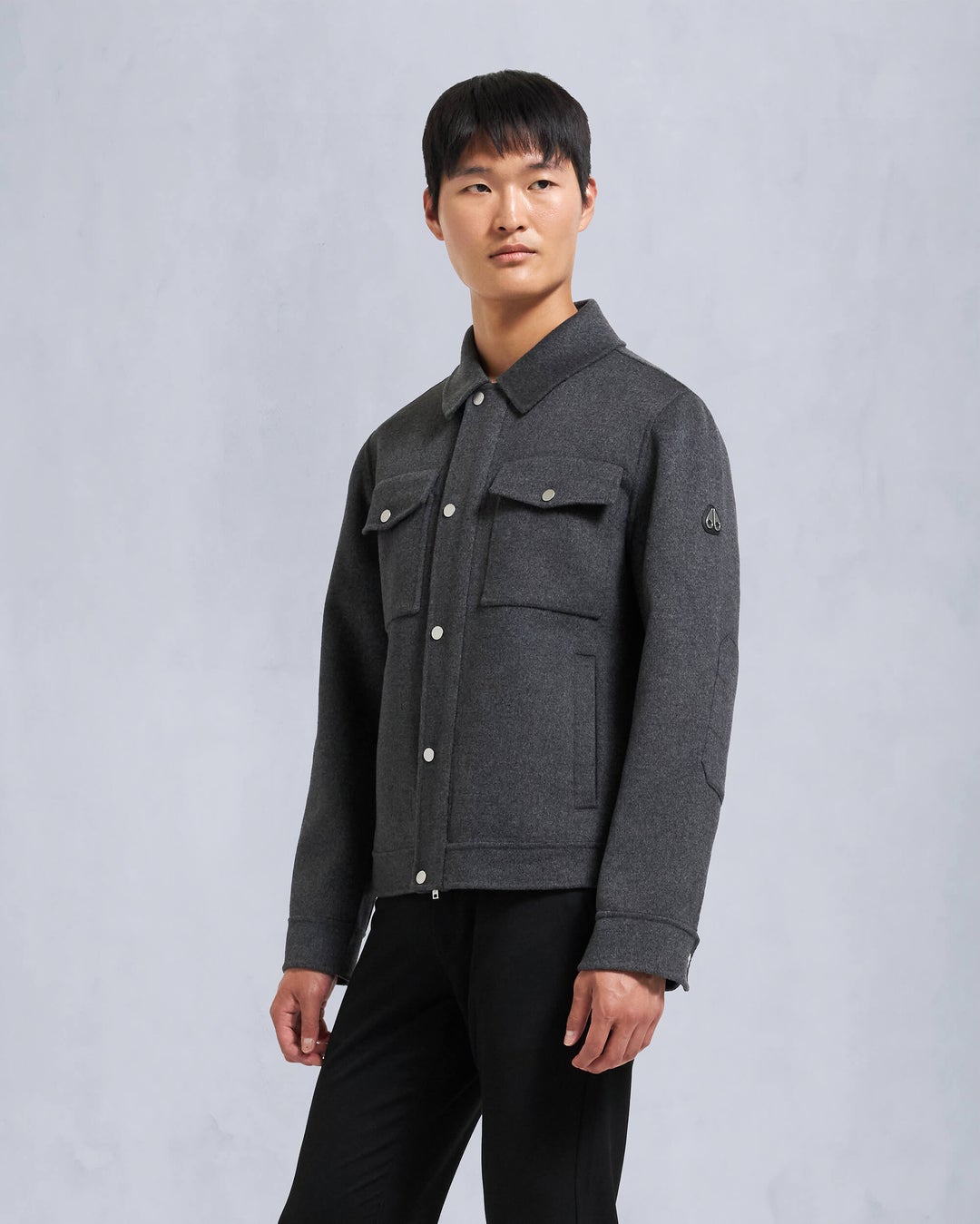 Dark Grey Moose Knuckles Jacques Wool Men Shirt Jackets | USA-KCZDW0518